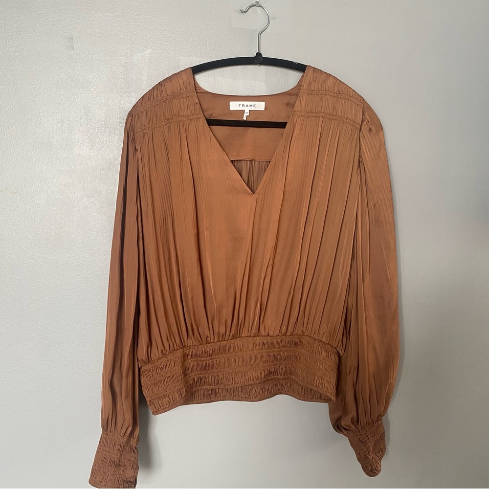Frame Denim Women's Bronze Pleated Blouse